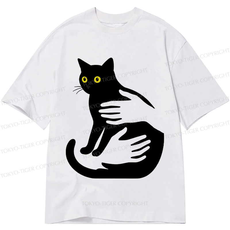 japanese vintage black cat t-shirt