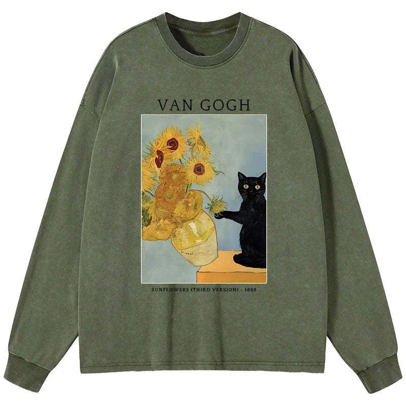 trendy japanese streetwear cat long sleeve shirt
