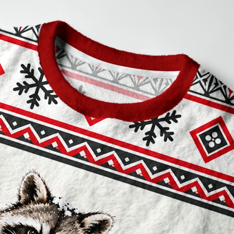 Kyoto-Lion Winter Raccoon Samurai Christmas Ugly Sweatshirt