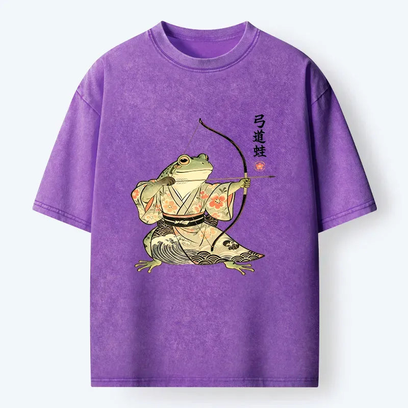 Japanese Frog Washed T-Shirt for Summer