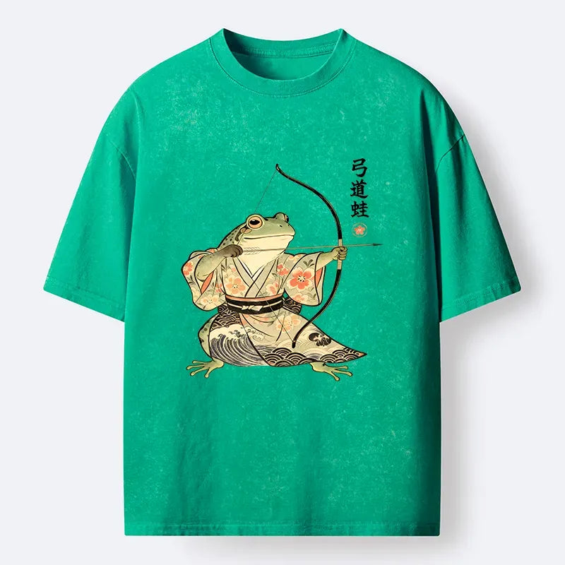 Japanese Frog Washed T-Shirt for Summer