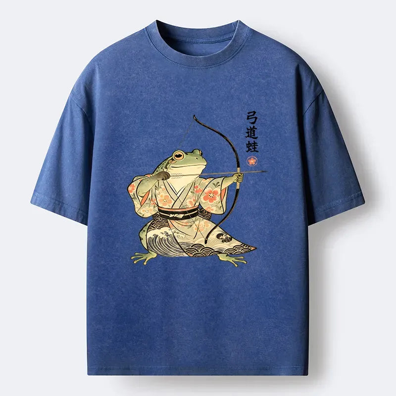 Kyoto-Lion Frog Shooting Arrows Washed T-Shirt