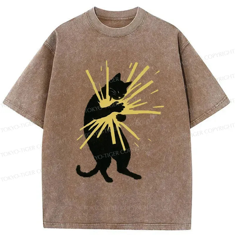 Light Washed Unisex Cat T-Shirt