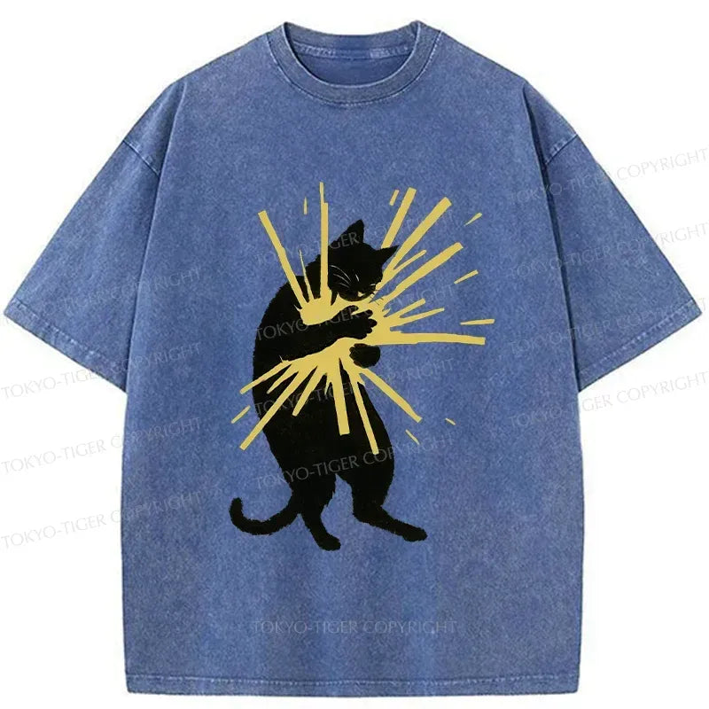 Light Washed Unisex Cat T-Shirt