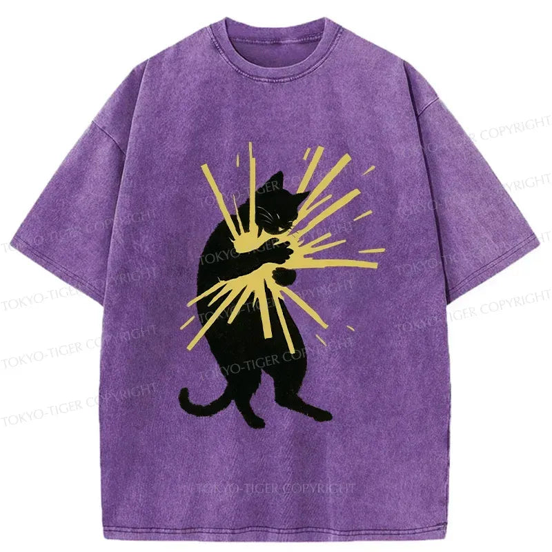Light Washed Unisex Cat T-Shirt