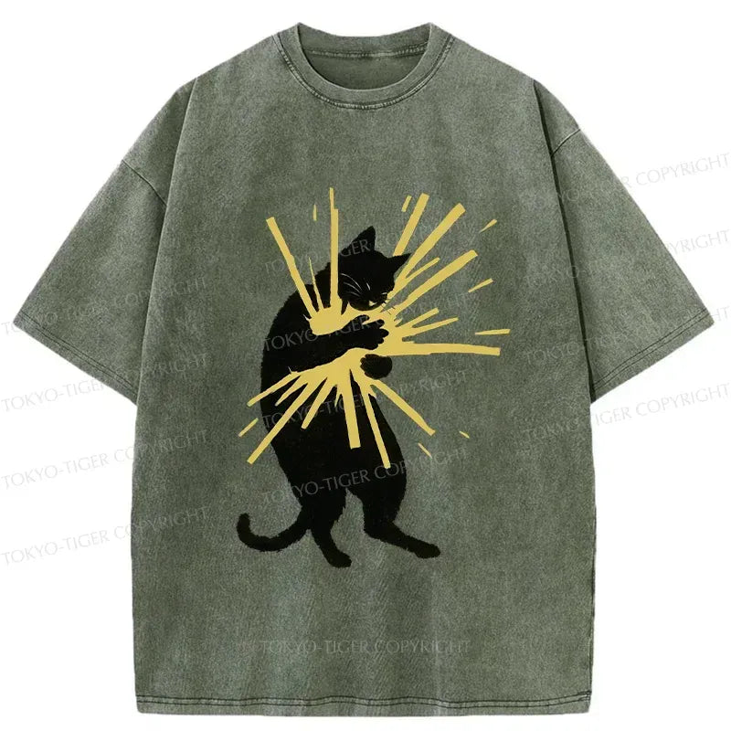 Light Washed Unisex Cat T-Shirt