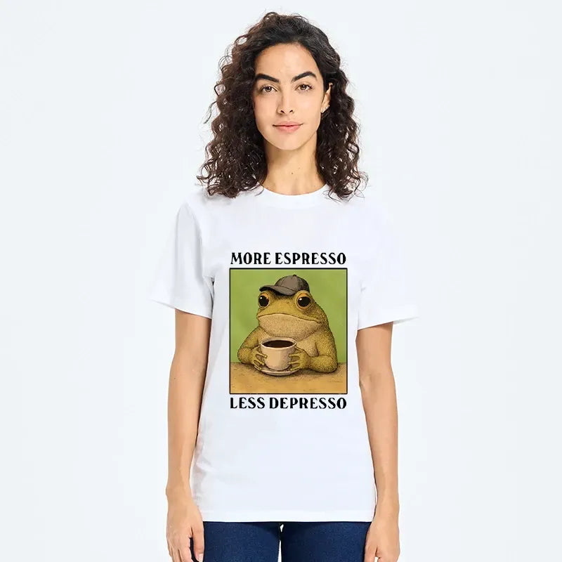 Funny Frog Coffee T-Shirt for Daily Wear
