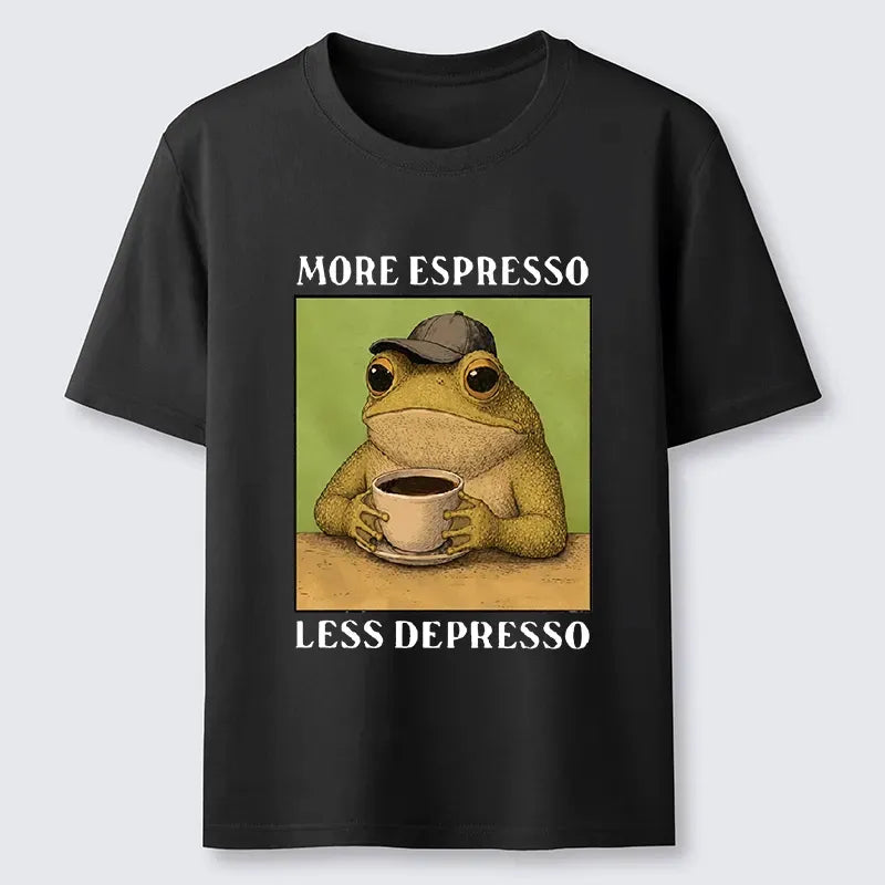 Funny Frog Coffee T-Shirt for Daily Wear