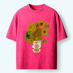 Kyoto-Lion Sunflower Ramen Bottle Washed T-Shirt