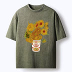 Kyoto-Lion Sunflower Ramen Bottle Washed T-Shirt