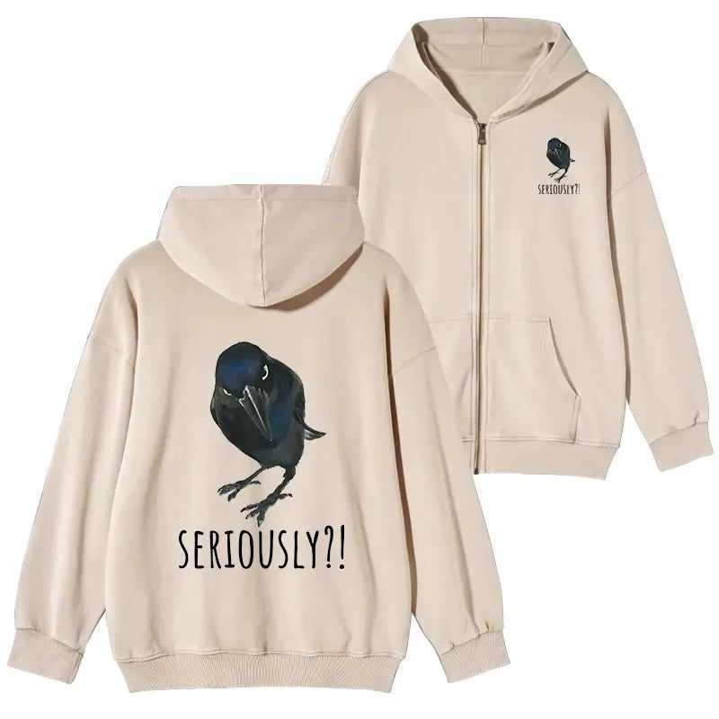 Kyoto-Lion Raven's Question Washed Zip Hoodie