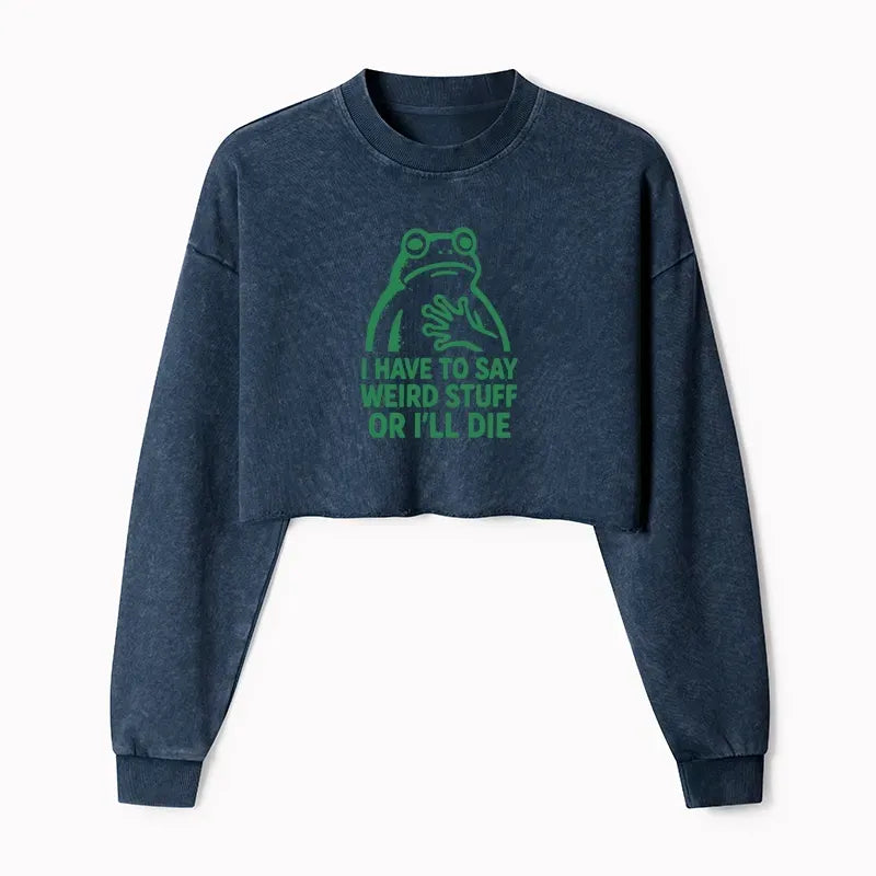 washed crop sweatshirt with japanese style