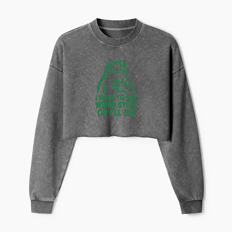 washed crop sweatshirt with japanese style