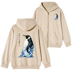 Kyoto-Lion Keep Calm Penguin Washed Zip Hoodie