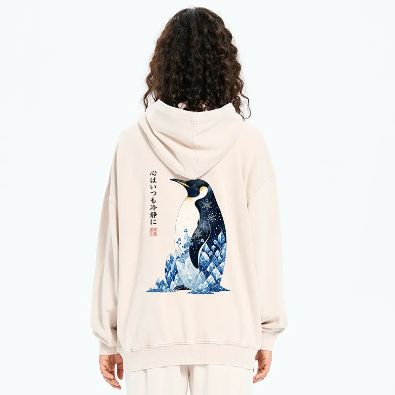 Kyoto-Lion Keep Calm Penguin Washed Zip Hoodie