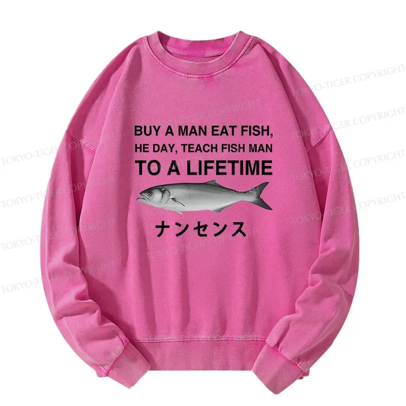 Funny Japanese Washed Sweatshirt for Men