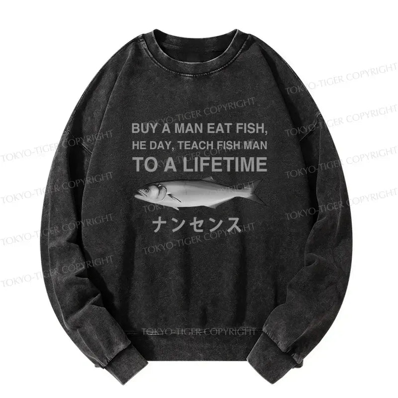 Kyoto-Lion Funny To A Lifetime Washed Sweatshirt