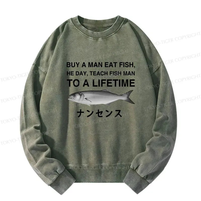 Funny Japanese Washed Sweatshirt for Men