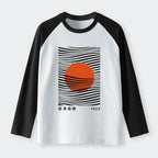 Kyoto-Lion Minimalist Art Sun Raglan Long Sleeve T-shirt