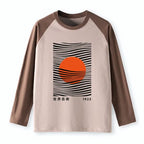 Kyoto-Lion Minimalist Art Sun Raglan Long Sleeve T-shirt