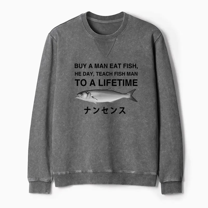 Washed Terry Sweatshirt for Streetwear