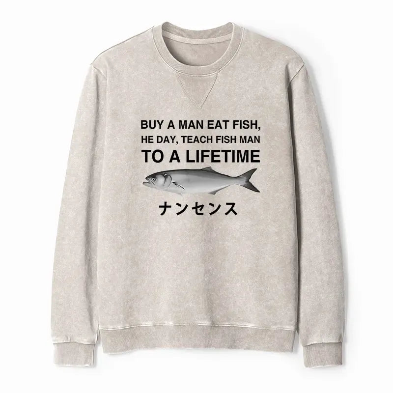 Kyoto-Lion Funny To A Lifetime Washed Terry Sweatshirt