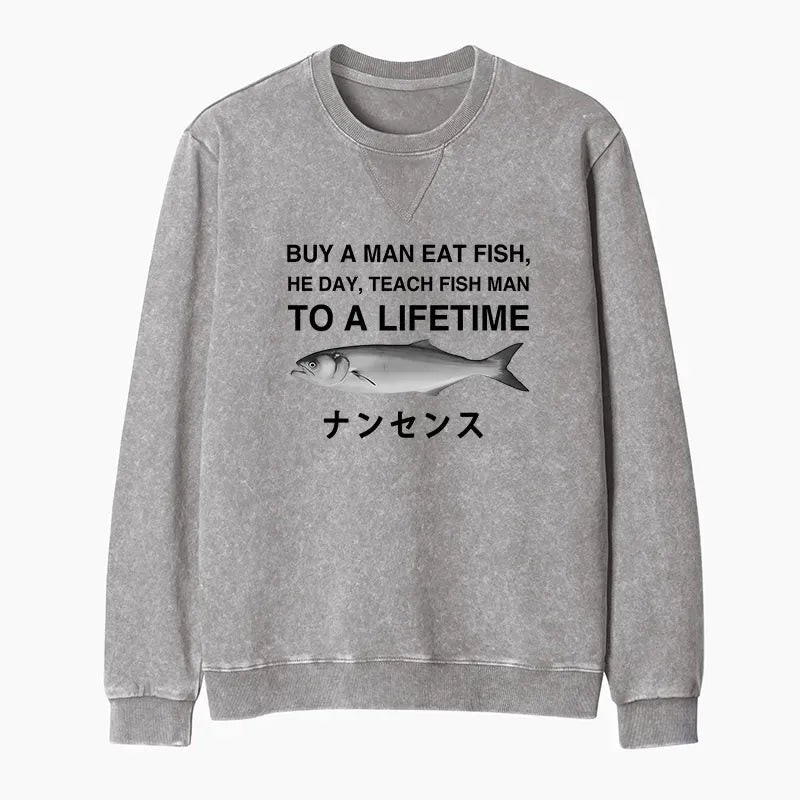 Washed Terry Sweatshirt for Streetwear