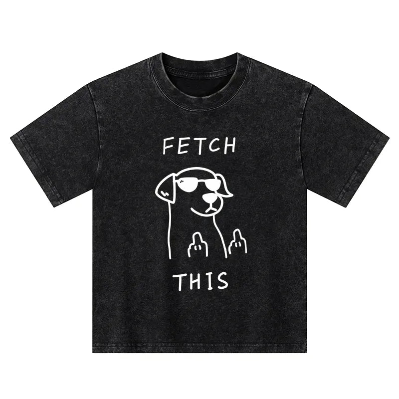 Kyoto-Lion Rebellious Dog Kids Washed T-Shirt