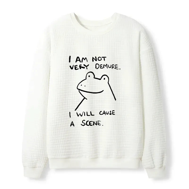 Kyoto-Lion Humorous Frog Waffle Sweatshirt