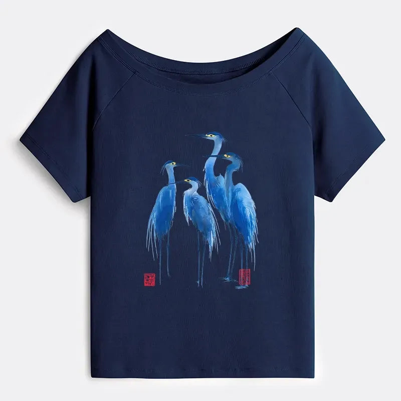 Trendy Japanese off shoulder t-shirt for women