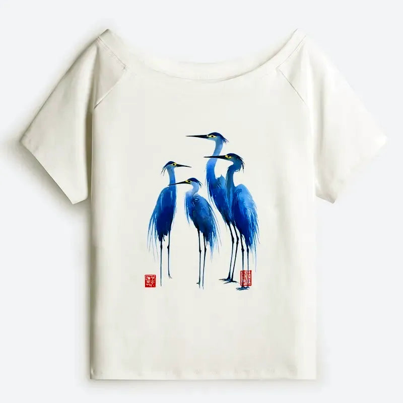 Trendy Japanese off shoulder t-shirt for women