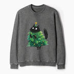 Kyoto-Lion Christmas Tree Cat Japan Washed Terry Sweatshirt