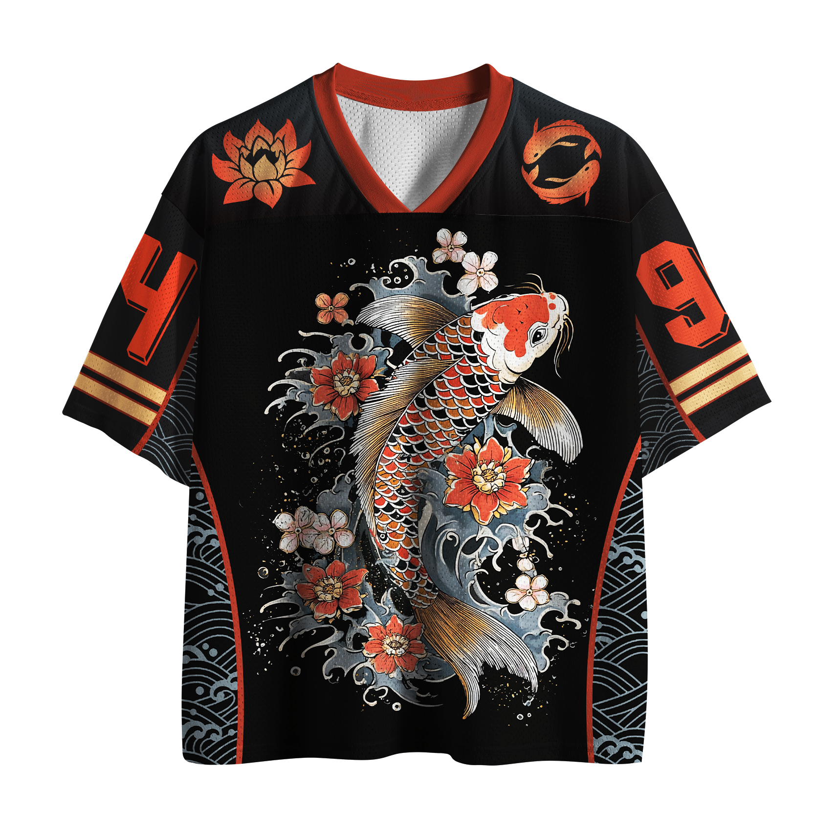 Kyoto-Lion Great Wave&Koi Zen Art Mesh Jersey