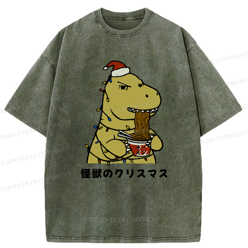 Japanese Monster Christmas Washed T-Shirt