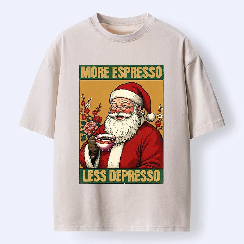 Kyoto-Lion Funny Santa Coffee Meme Washed T-Shirt