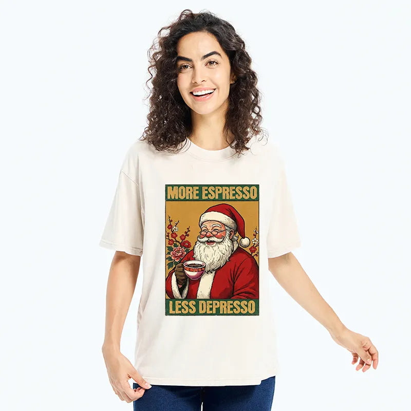 Kyoto-Lion Funny Santa Coffee Meme Washed T-Shirt