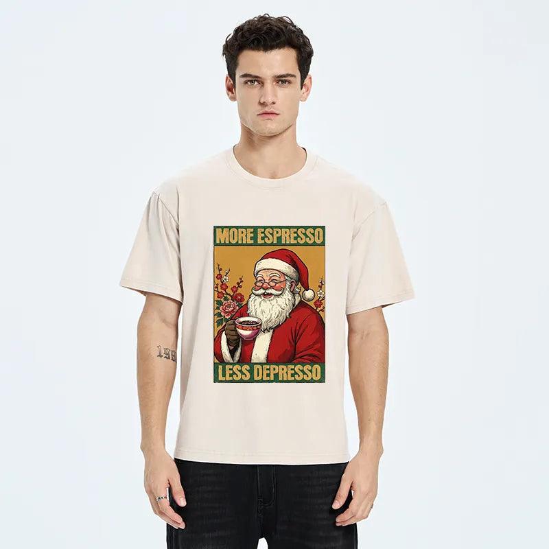 Kyoto-Lion Funny Santa Coffee Meme Washed T-Shirt