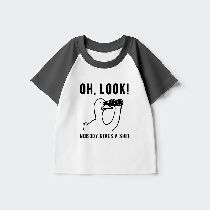 Kyoto-Lion No One Cares About The Duck Kids Raglan T-shirt