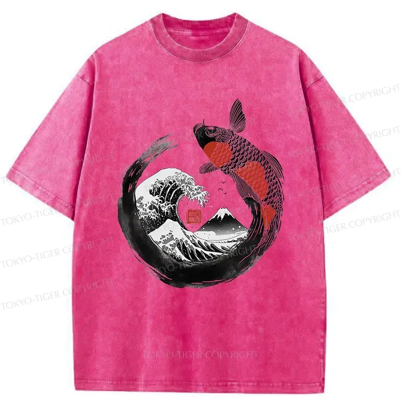 Retro Koi Enso Washed T-Shirt