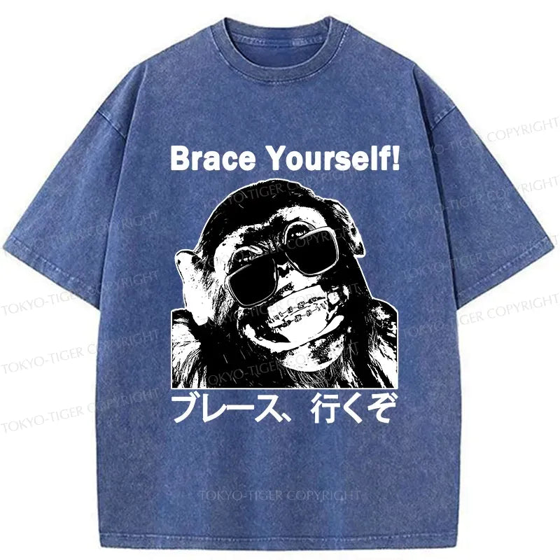 Kyoto-Lion Brace Yourself Washed T-Shirt