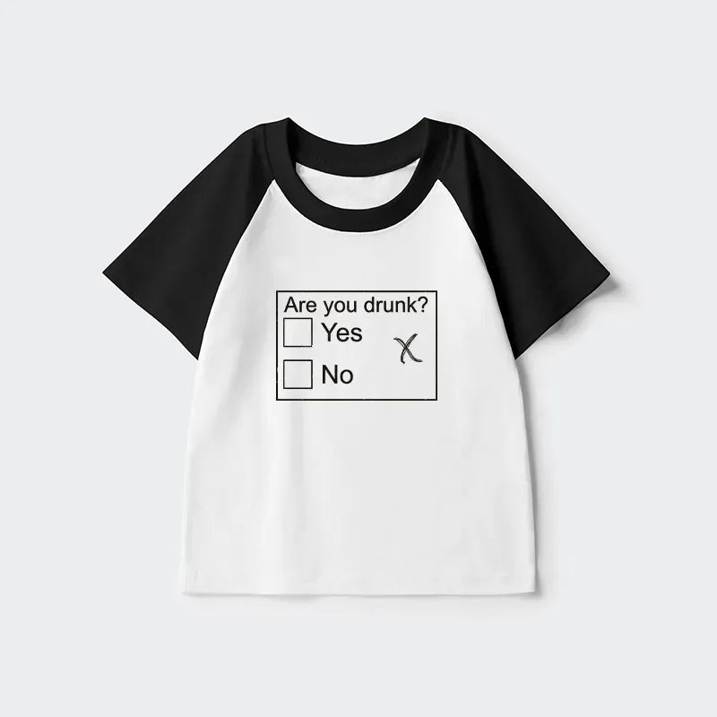Kyoto-Lion Confused Drunk Checkbox Graphic Kids Raglan T-shirt