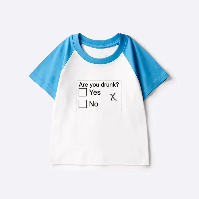 Kyoto-Lion Confused Drunk Checkbox Graphic Kids Raglan T-shirt