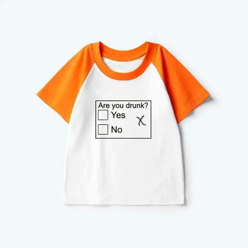 Kyoto-Lion Confused Drunk Checkbox Graphic Kids Raglan T-shirt