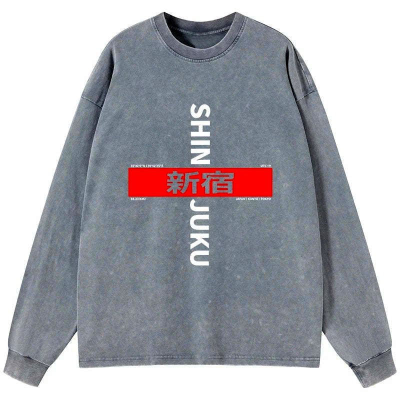 Japanese washed long sleeve tee for travel