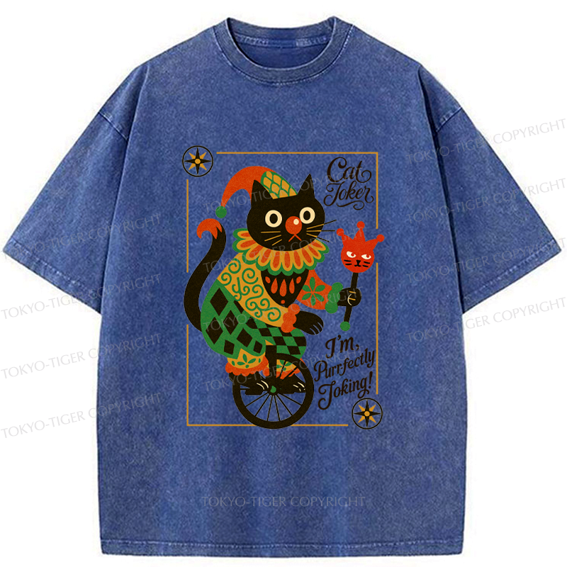 Japanese Cat Joker Washed T-Shirt