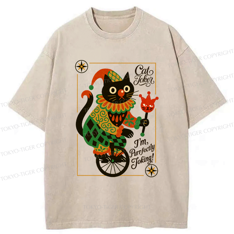 Japanese Cat Joker Washed T-Shirt