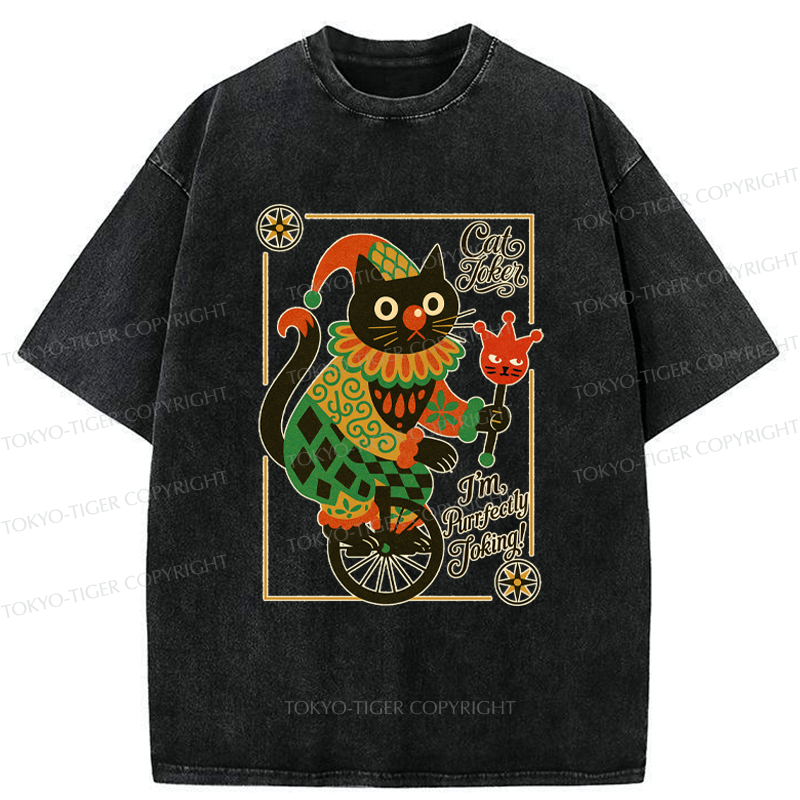 Japanese Cat Joker Washed T-Shirt