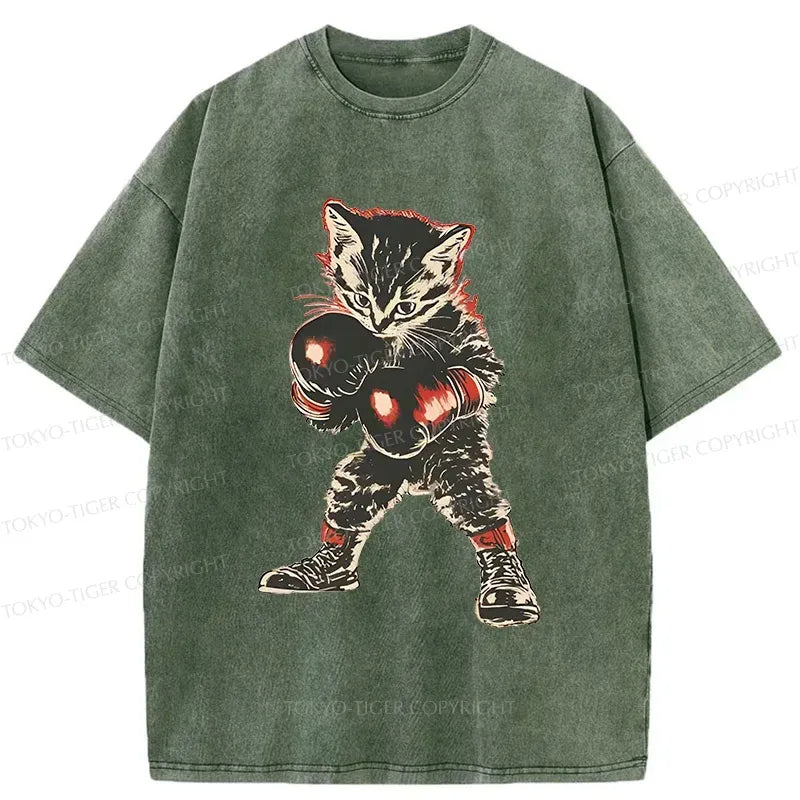 Japanese Boxing Kitten Washed T-Shirt