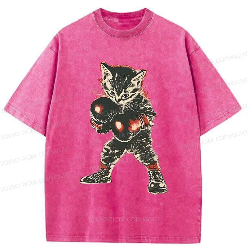 Unisex Cotton T-Shirt with Boxing Cat
