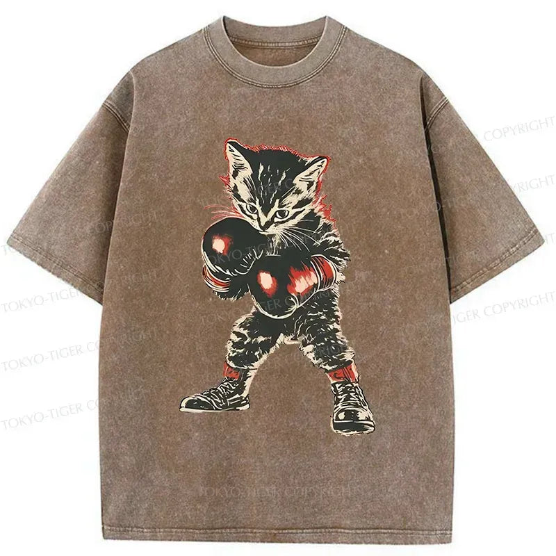 Kyoto-Lion Boxing Kitten Washed T-Shirt